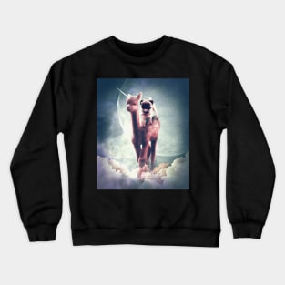 Funny Space Pug Riding On Alpaca Unicorn Crewneck Sweatshirt